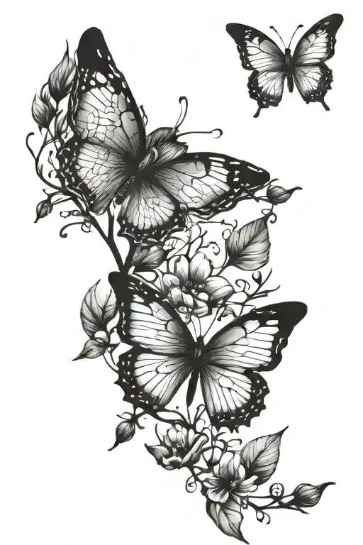 butterfly with small branches, a little narrow but long to fill the forearm tattoo design idea