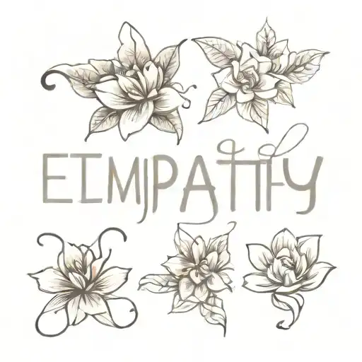Make a draft tattoo: Write empathy in Spanish with a font like Great vibes, dancing script or Pacifico Next or tattoo design idea
