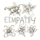 Make a draft tattoo: Write empathy in Spanish with a font like Great vibes, dancing script or Pacifico Next or tattoo design idea