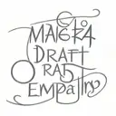 Make a draft tattoo: Write empathy in Spanish with a font like Great vibes, dancing script or Pacifico Next or tattoo design idea