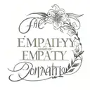 Make a draft tattoo: Write empathy in Spanish with a font like Great vibes, dancing script or Pacifico Next or tattoo design idea