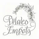 Make a draft tattoo: Write empathy in Spanish with a font like Great vibes, dancing script or Pacifico Next or tattoo design idea