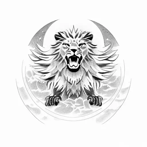 Winged lion on the moon tattoo design idea