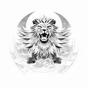 Winged lion on the moon tattoo design idea