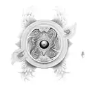 angel demonio rezando Yin and Yang alas de paloma tattoo design idea