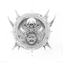 angel demonio rezando Yin and Yang alas de paloma tattoo design idea