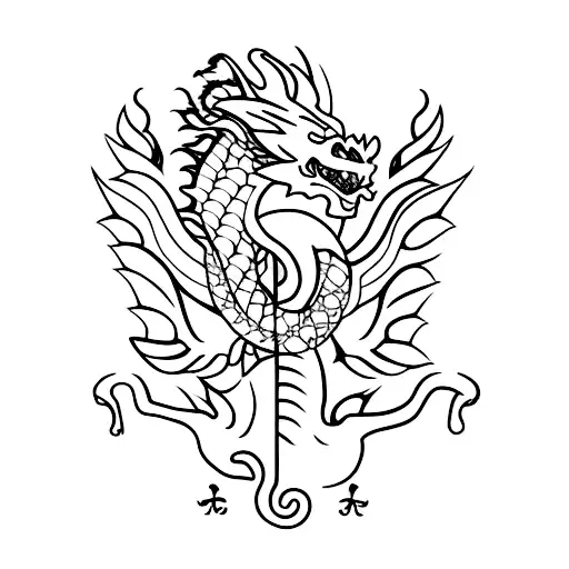 A dragon made up of traditional Filipino patterns tattoo design idea