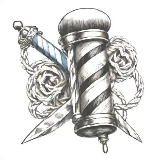 barber pole intertwined tattoo design idea
