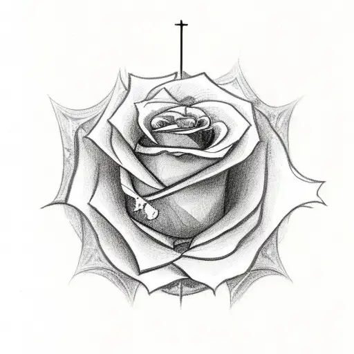 Christian Cross with roses and the word of god tattoo design idea