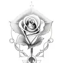 Christian Cross with roses and the word of god tattoo design idea