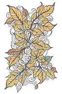 falling leaves intertwined tattoo design idea