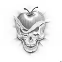 apple with pencil tattoo design idea
