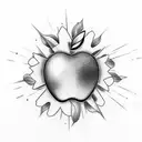 apple with pencil tattoo design idea