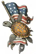 sea turtle with American flag shell as a Texas ranger tattoo design idea