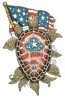 sea turtle with American flag shell as a Texas ranger tattoo design idea