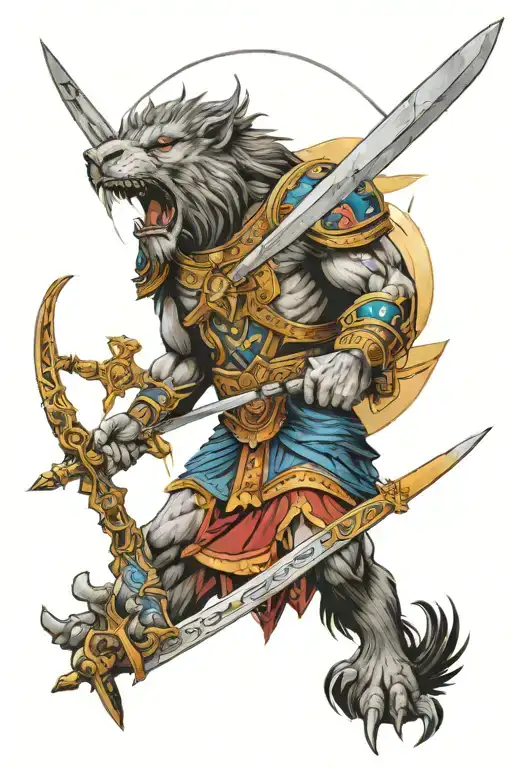 Noah's ark protected by archangel michael with a longsword  tattoo design idea