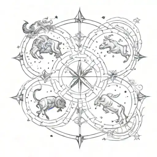 Astrological star signs in a straight line going down (Taurus, Pisces, Libra symbols) tattoo design idea