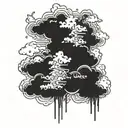 clouds with text 'heaven awaits us' tattoo design idea
