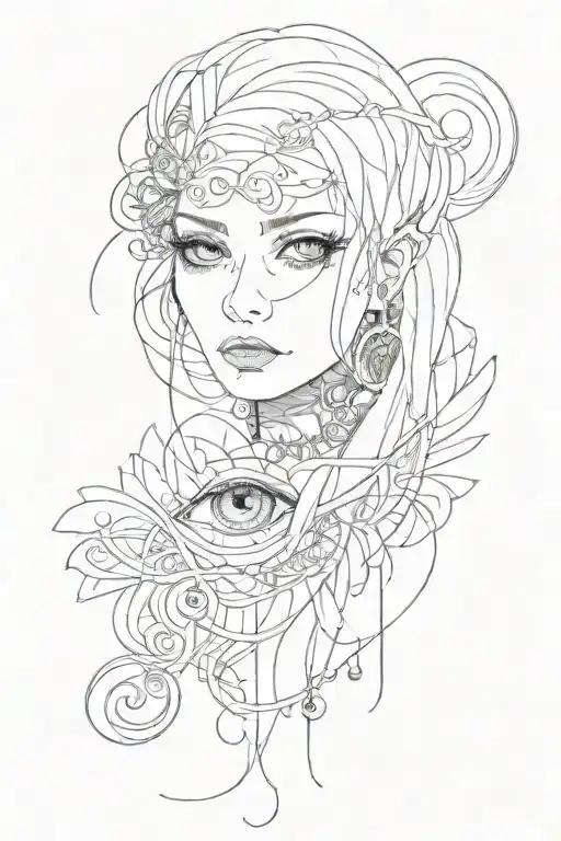 Eyes, lines and the inscription "Liar" tattoo design idea