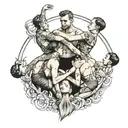 four people lifting each other  tattoo design idea
