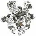 four people lifting each other  tattoo design idea
