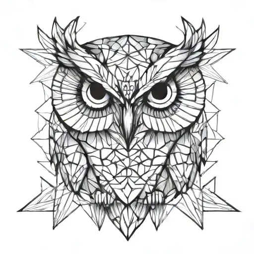 geometric owl  tattoo design idea