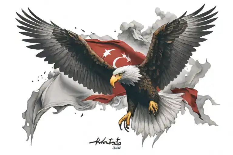 Turkish Air Force eagle and Turkish flag tattoo design idea