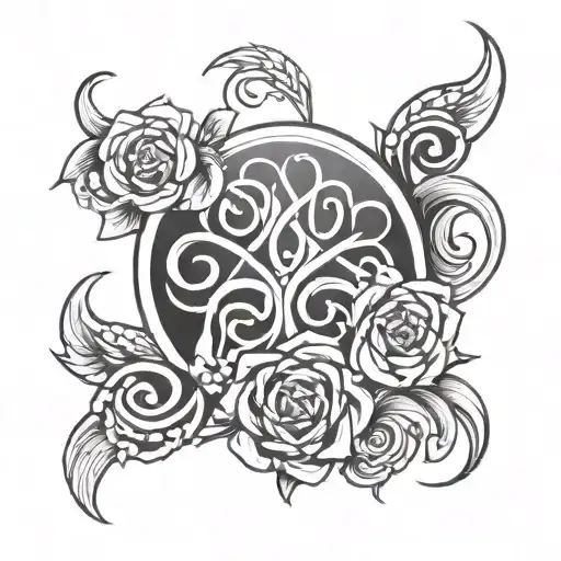 A Celtic motherhood symbol with flowers representing the strong bond between a mother and daughter tattoo design idea