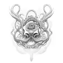 Combine elements from Edgar Allan Poe's stories and Lovecraft's mythos in a mysterious and intricate design tattoo design idea
