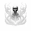 Combine elements from Edgar Allan Poe's stories and Lovecraft's mythos in a mysterious and intricate design tattoo design idea