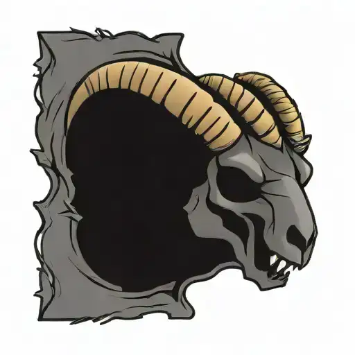 ram skull horns spiked chaos evil simple demonic tattoo design idea