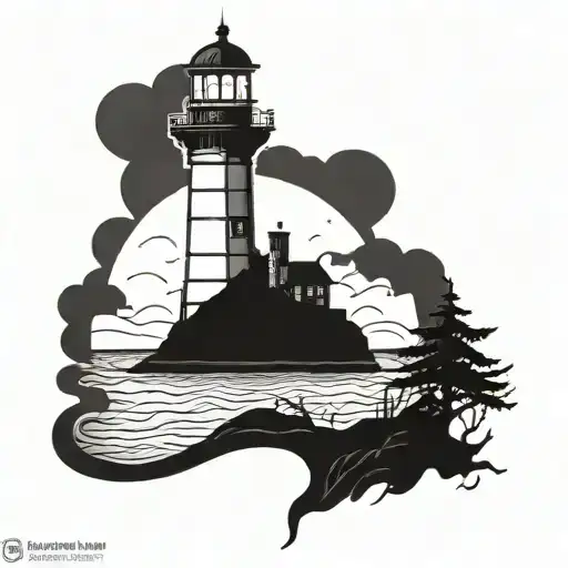 dark spook Erie creepy lighthouse tattoo design idea