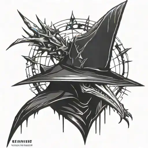 dark spiked chaos plague doctor simple tattoo design idea