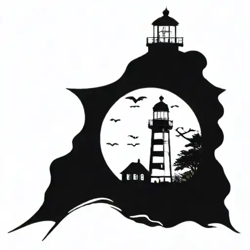 dark spook Erie creepy lighthouse spikes tattoo design idea