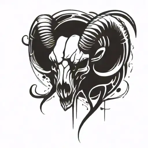 ram skull dark tattoo design idea