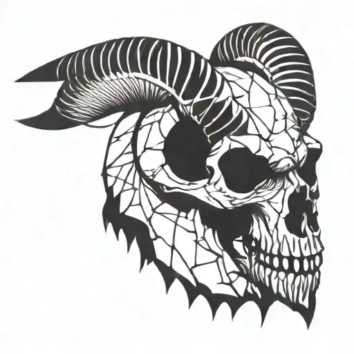 ram skull spiked chaos evil simple tattoo design idea