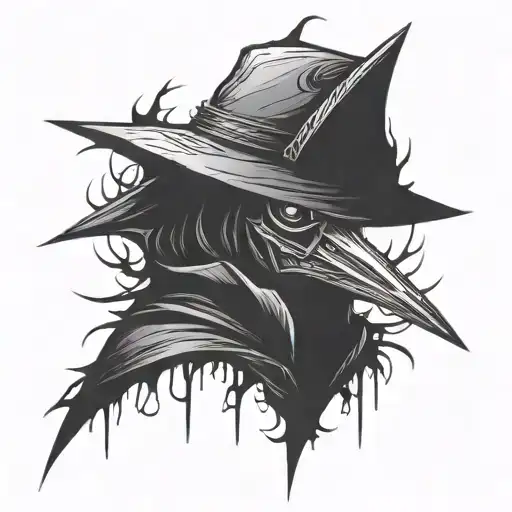 dark spiked chaos plague doctor simple tattoo design idea