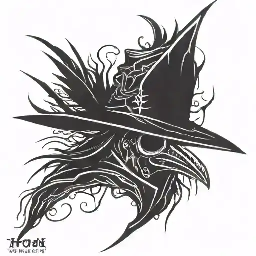 dark spiked chaos plague doctor simple tattoo design idea
