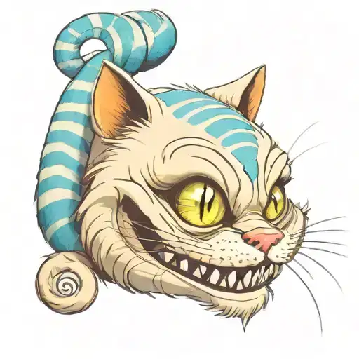 Cheshire Cat mischievous  tattoo design idea