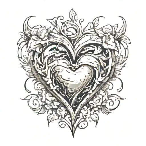 anime titties forming a heart tattoo design idea