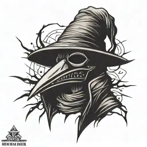 dark spiked chaos plague doctor simple tattoo design idea