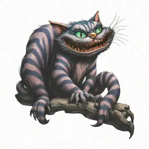 Cheshire Cat mischievous  tattoo design idea