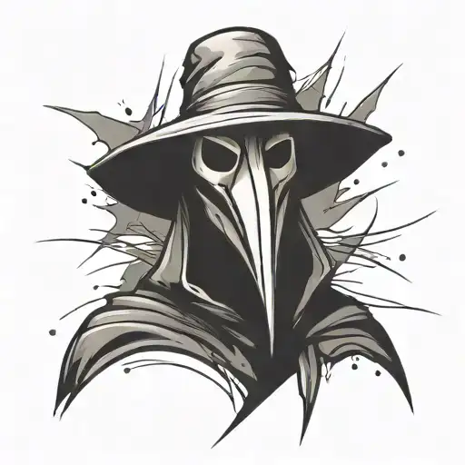 plague doctor simple paint stroke tattoo design idea