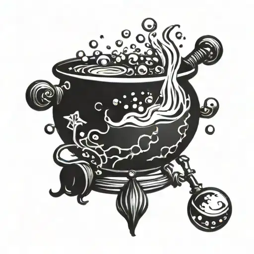 witch cauldron with bubbles simple girly tattoo tattoo design idea