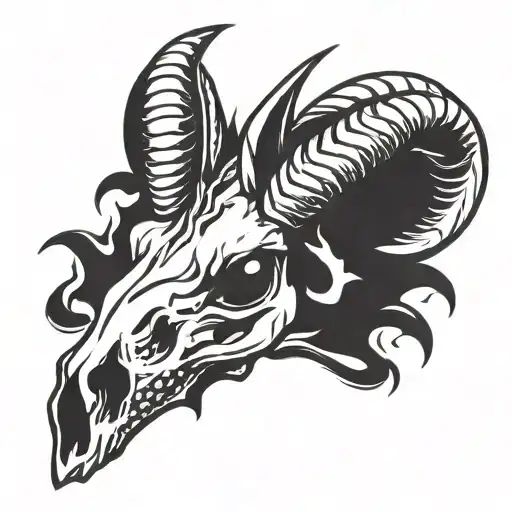 ram skull spiked chaos evil tattoo design idea