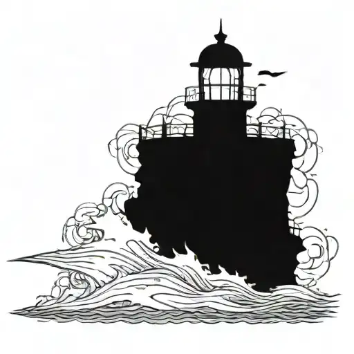 dark spiked chaos lighthouse simple tattoo design idea