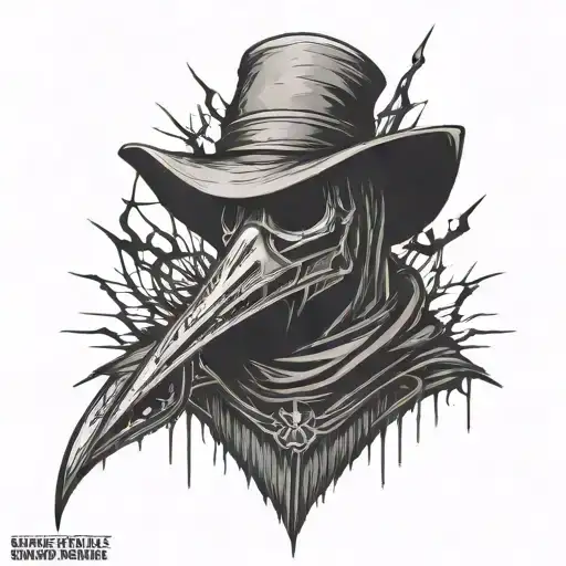 dark spiked chaos plague doctor simple tattoo design idea