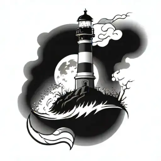 ghostly   lighthouse  simple  tattoo design idea