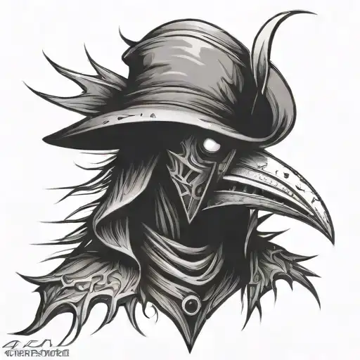 dark spiked chaos plague doctor simple tattoo design idea