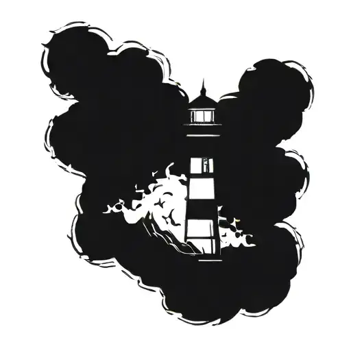 dark spiked chaos lighthouse simple tattoo design idea